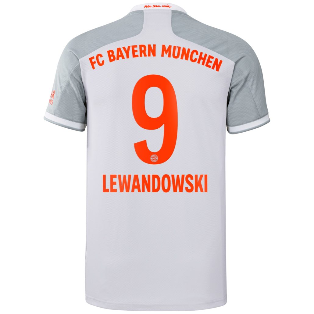 Hvid FC Bayern München Udebanetrøje 2020 Lewandowski